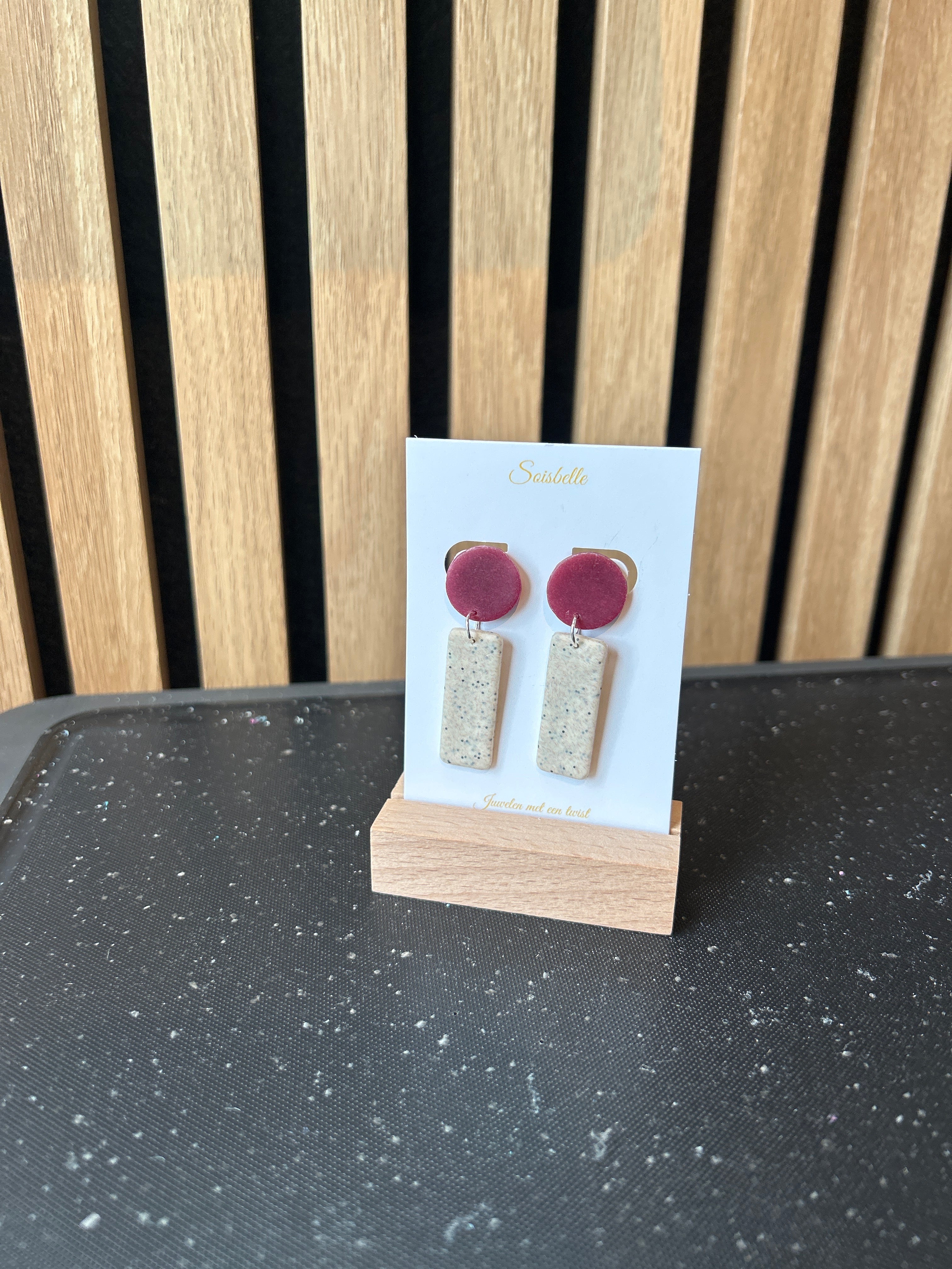 Mix & Match Oorbellen - Bordeaux - beige