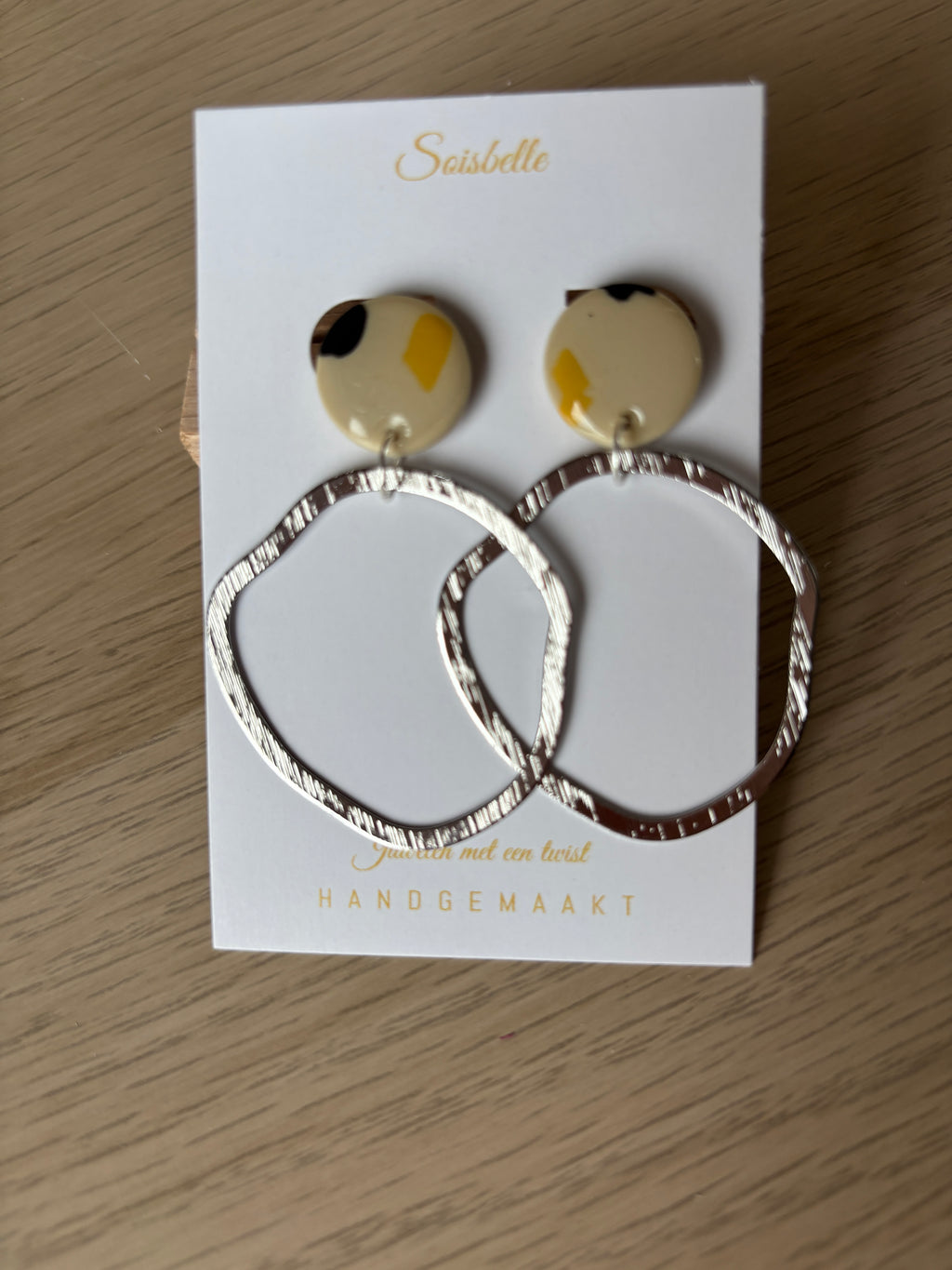 Celia zilver beige gevlekt geel/zwart