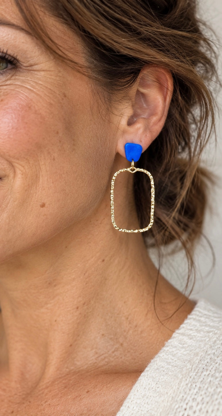 Rosanna oorbellen goud blauw