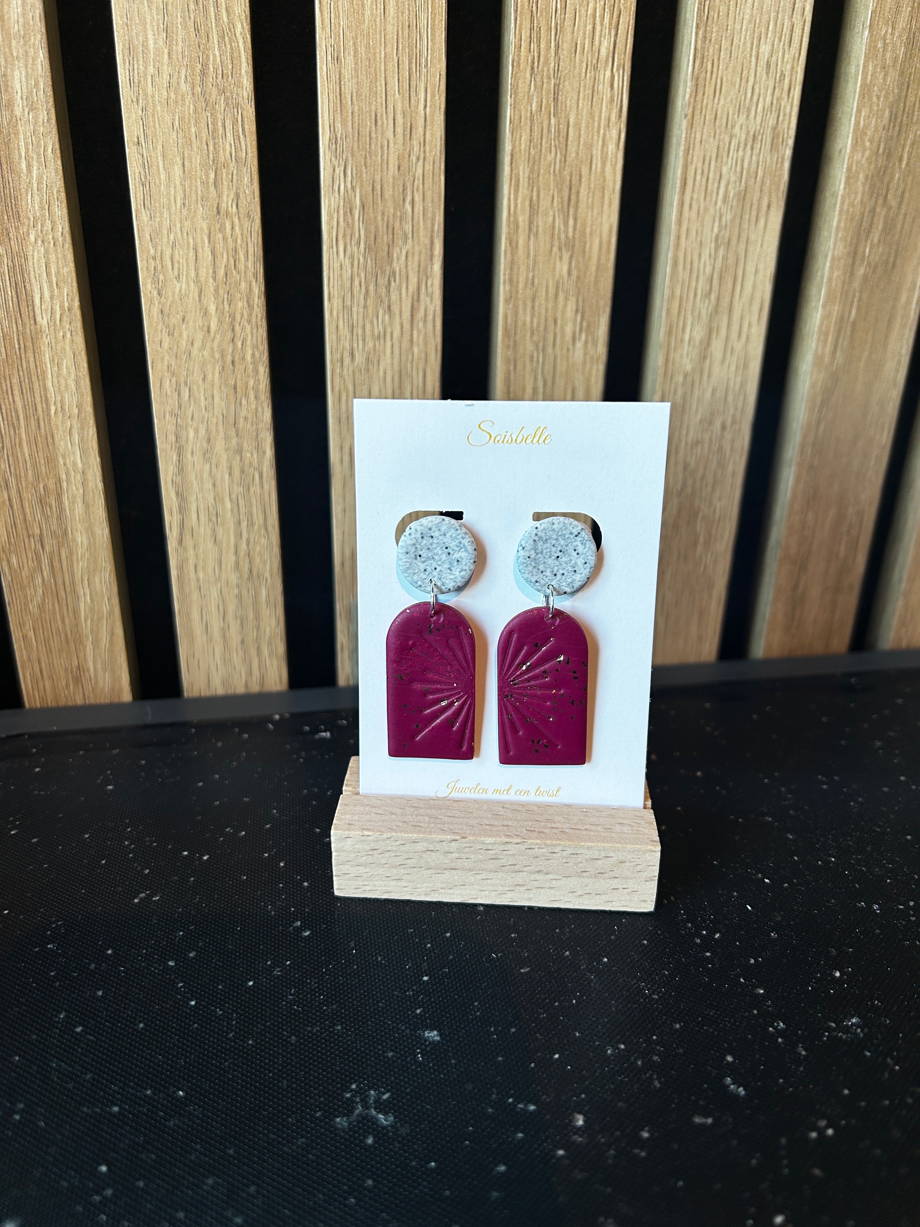 Mix & Match Oorbellen - Bordeaux - grijs