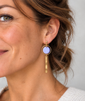 Sofia lange statement oorbellen lila